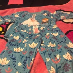 Disney Blue Floral Frozen Character Pajama Top